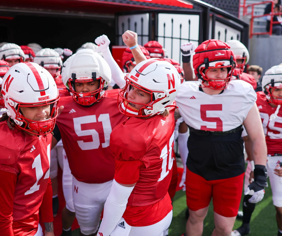 Anthony Colandrea, Justin Evans and other Nebraska football players.